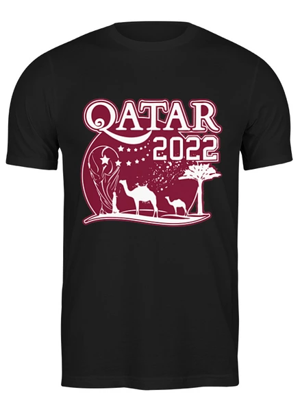 Заказать мужскую футболку в Москве. Футболка классическая Qatar 2022 от skynatural - готовые дизайны и нанесение принтов.