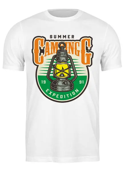 Заказать мужскую футболку в Москве. Футболка классическая CAMPING от balden - готовые дизайны и нанесение принтов.