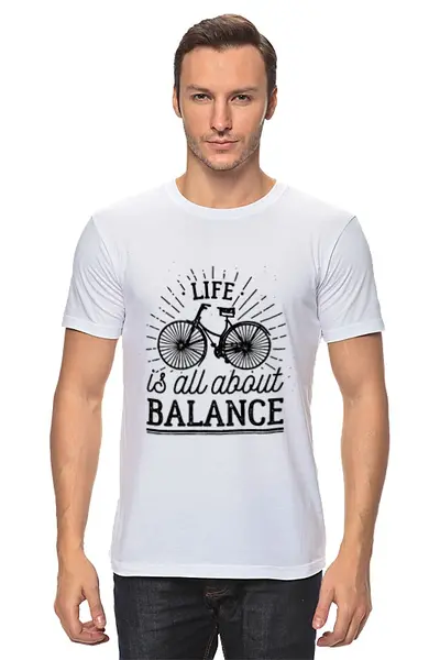 Заказать мужскую футболку в Москве. Футболка классическая Life is all about balance! от zen4@bk.ru - готовые дизайны и нанесение принтов.