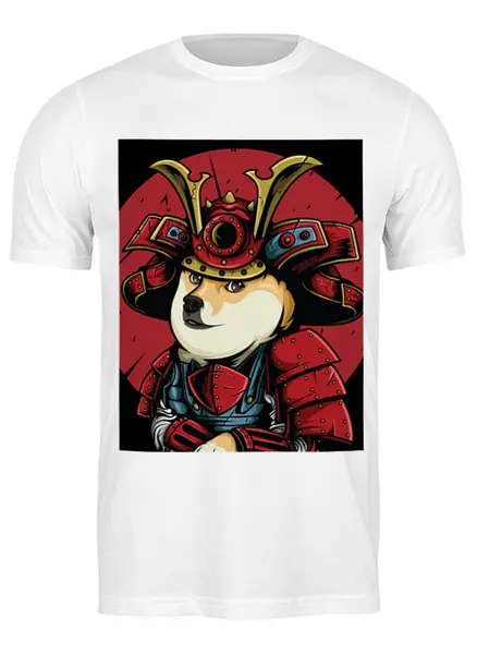 Заказать мужскую футболку в Москве. Футболка классическая Samurai Doge от Jimmy Flash - готовые дизайны и нанесение принтов.