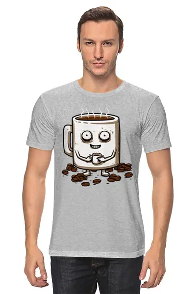 Заказать мужскую футболку в Москве. Футболка классическая Кофе (Coffee) от coolmag - готовые дизайны и нанесение принтов.