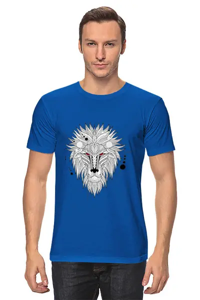 Заказать мужскую футболку в Москве. Футболка классическая Лев ( Lion ) от Romanova - готовые дизайны и нанесение принтов.