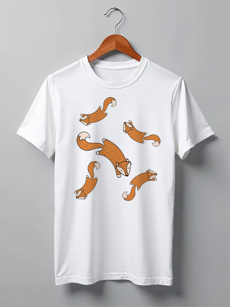 Заказать мужскую футболку в Москве. Футболка классическая Fox Here от oneredfoxstore@gmail.com - готовые дизайны и нанесение принтов.