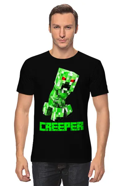 Заказать мужскую футболку в Москве. Футболка классическая MINECRAFT CREEPER от weeert - готовые дизайны и нанесение принтов.