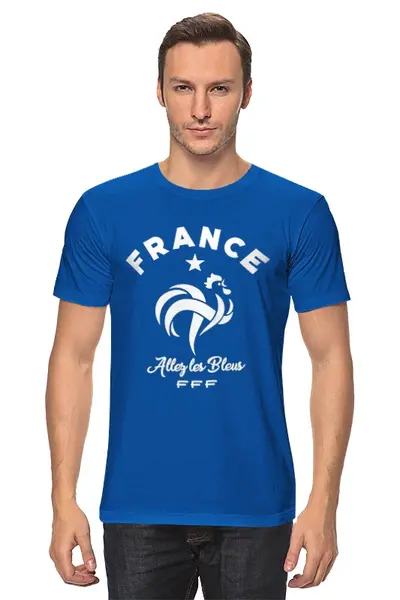 Заказать мужскую футболку в Москве. Футболка классическая Сборная Франции от geekbox - готовые дизайны и нанесение принтов.