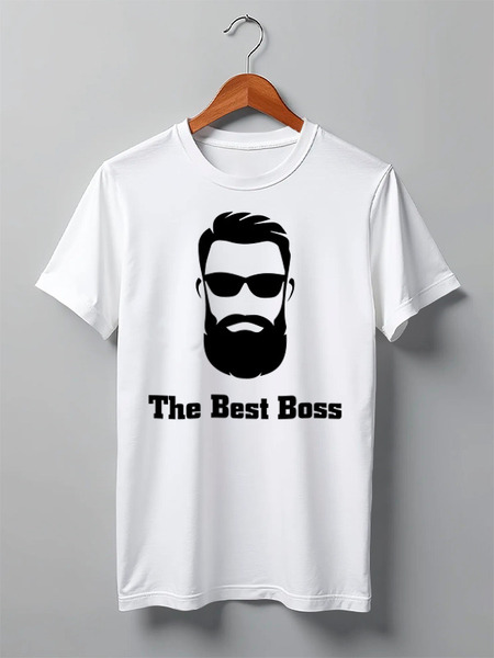 Заказать мужскую футболку в Москве. Футболка классическая The best boss with beard от Михаил Илюхин - готовые дизайны и нанесение принтов.