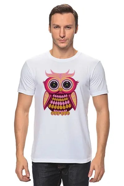 Заказать мужскую футболку в Москве. Футболка классическая Сова (Owl) от trugift - готовые дизайны и нанесение принтов.