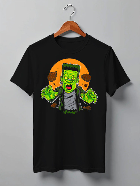 Заказать мужскую футболку в Москве. Футболка классическая HALLOWEEN (Frankenstein) от balden - готовые дизайны и нанесение принтов.