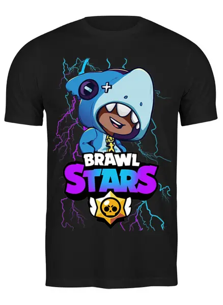 Заказать мужскую футболку в Москве. Футболка классическая Brawl Stars Leon Shark от weeert - готовые дизайны и нанесение принтов.