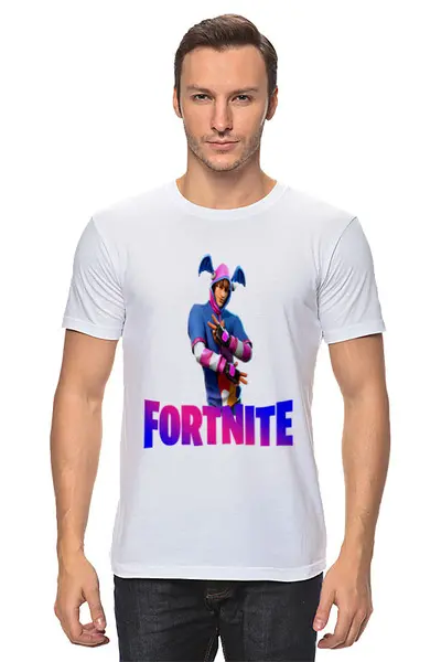 Заказать мужскую футболку в Москве. Футболка классическая Fortnite от  PRO_DESIGN - готовые дизайны и нанесение принтов.