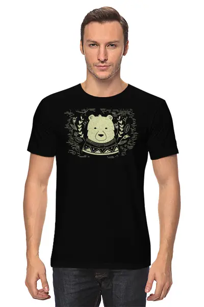 Заказать мужскую футболку в Москве. Футболка классическая Bear Here от oneredfoxstore@gmail.com - готовые дизайны и нанесение принтов.