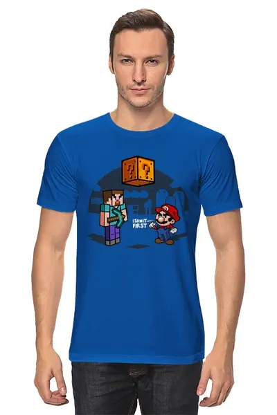 Заказать мужскую футболку в Москве. Футболка классическая Майнкрафт & Супер Марио от printik - готовые дизайны и нанесение принтов.