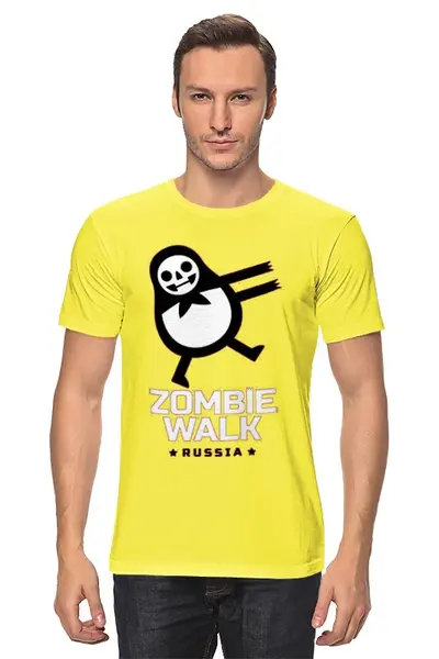 Заказать мужскую футболку в Москве. Футболка классическая zombie walk - Russia от iZOMBIE - готовые дизайны и нанесение принтов.