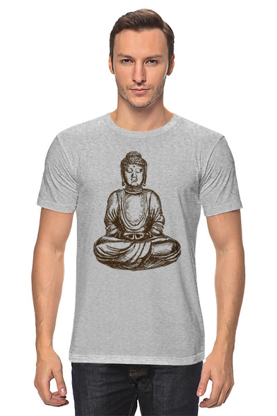 Заказать мужскую футболку в Москве. Футболка классическая Yoga Buddha от skynatural - готовые дизайны и нанесение принтов.