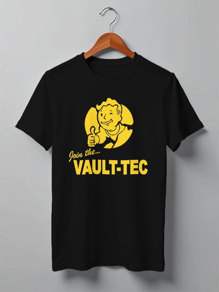 Заказать мужскую футболку в Москве. Футболка классическая Fallout  Vault-Tec от cherdantcev - готовые дизайны и нанесение принтов.