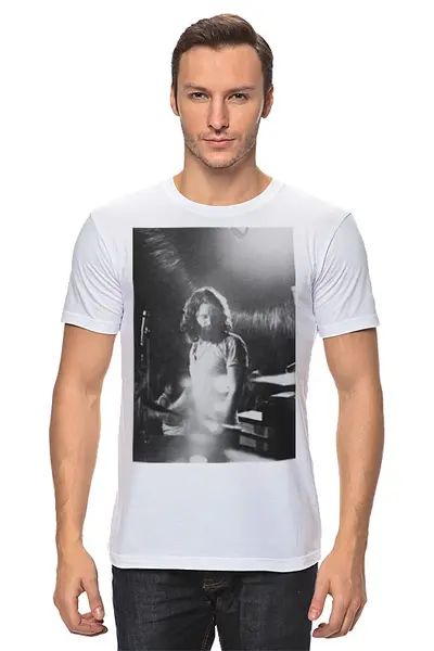 Заказать мужскую футболку в Москве. Футболка классическая Jim Morrison от themaxlevin - готовые дизайны и нанесение принтов.
