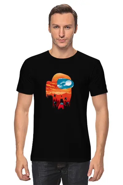 Заказать мужскую футболку в Москве. Футболка классическая Among Us Sunset от El Fox - готовые дизайны и нанесение принтов.