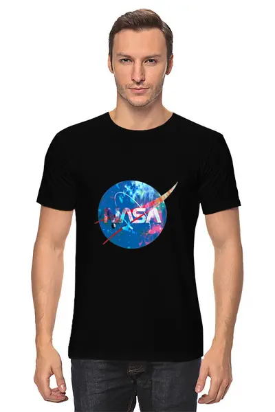 Заказать мужскую футболку в Москве. Футболка классическая  Знак NASA от THE_NISE  - готовые дизайны и нанесение принтов.