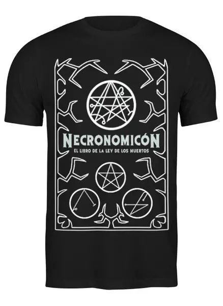 Заказать мужскую футболку в Москве. Футболка классическая Necronomicon от Leichenwagen - готовые дизайны и нанесение принтов.