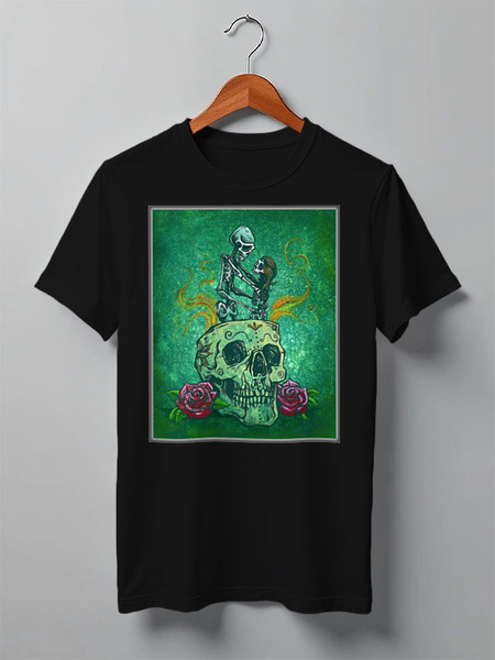 Заказать мужскую футболку в Москве. Футболка классическая Skeleton Art от Leichenwagen - готовые дизайны и нанесение принтов.