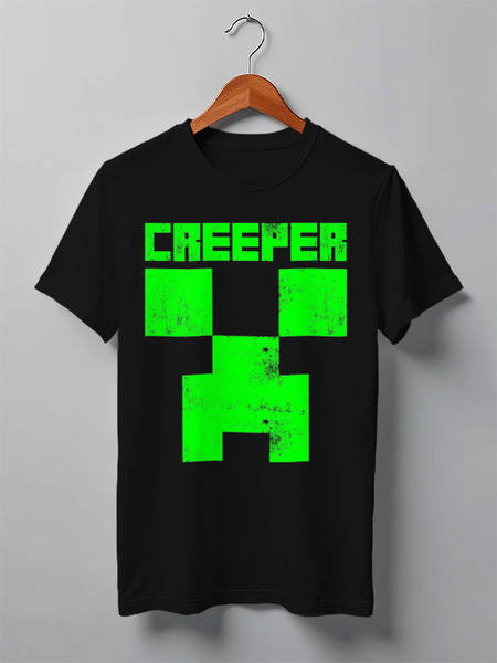 Заказать мужскую футболку в Москве. Футболка классическая MINECRAFT CREEPER от vista12761@rambler.ru - готовые дизайны и нанесение принтов.