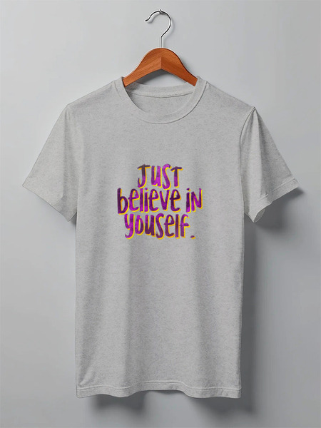 Заказать мужскую футболку в Москве. Футболка классическая Just believe in yourself от Andy Quarry - готовые дизайны и нанесение принтов.