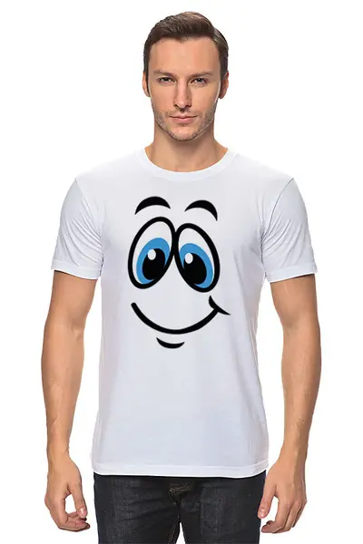 Заказать мужскую футболку в Москве. Футболка классическая Забавный смайлик от mega281@yandex.ru - готовые дизайны и нанесение принтов.