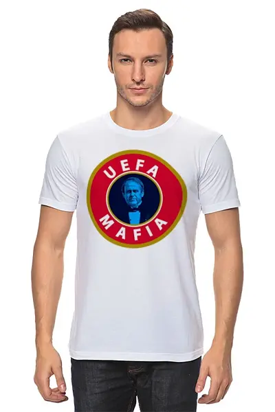 Заказать мужскую футболку в Москве. Футболка классическая uefa mafia от торгаш - готовые дизайны и нанесение принтов.