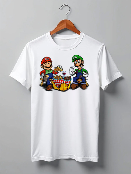 Заказать мужскую футболку в Москве. Футболка классическая Mario&Luigi от balden - готовые дизайны и нанесение принтов.