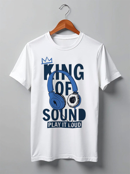 Заказать мужскую футболку в Москве. Футболка классическая King of sound от fairpoker@mail.ru - готовые дизайны и нанесение принтов.