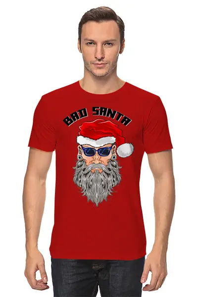 Заказать мужскую футболку в Москве. Футболка классическая BadSanta от balden - готовые дизайны и нанесение принтов.