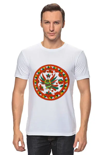 Заказать мужскую футболку в Москве. Футболка классическая Сирин от irishkalia - готовые дизайны и нанесение принтов.