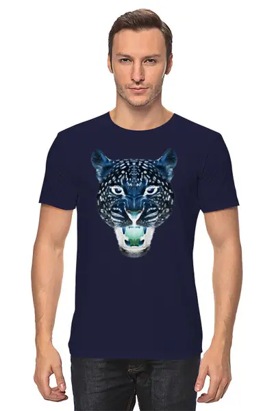 Заказать мужскую футболку в Москве. Футболка классическая Негативный леопард от BAD OWL - готовые дизайны и нанесение принтов.