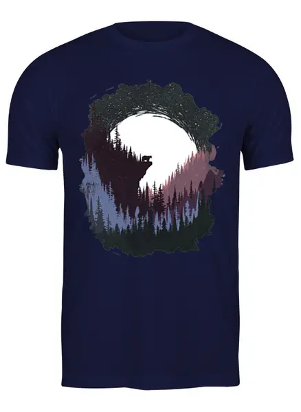 Заказать мужскую футболку в Москве. Футболка классическая Bear and Moon от oneredfoxstore@gmail.com - готовые дизайны и нанесение принтов.