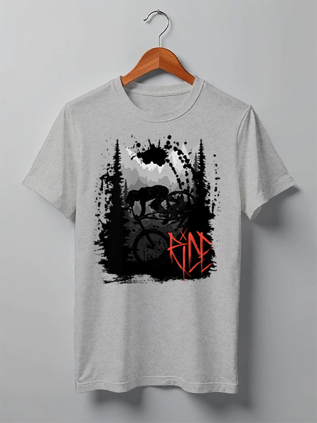 Заказать мужскую футболку в Москве. Футболка классическая Ride MTB от oneredfoxstore@gmail.com - готовые дизайны и нанесение принтов.