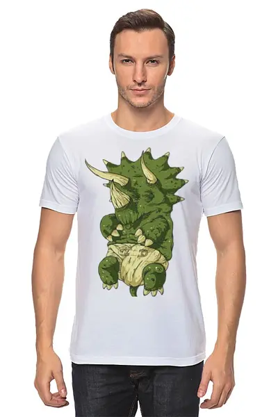 Заказать мужскую футболку в Москве. Футболка классическая Динозавр от crash - готовые дизайны и нанесение принтов.