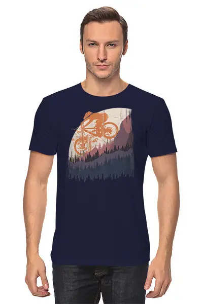 Заказать мужскую футболку в Москве. Футболка классическая Mountain Bike от oneredfoxstore@gmail.com - готовые дизайны и нанесение принтов.