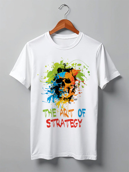 Заказать мужскую футболку в Москве. Футболка классическая The Art of Strategy. Череп от OEX design - готовые дизайны и нанесение принтов.