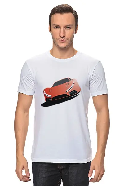 Заказать мужскую футболку в Москве. Футболка классическая автомобиль от nikol - готовые дизайны и нанесение принтов.
