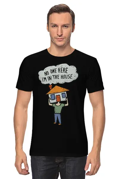 Заказать мужскую футболку в Москве. Футболка классическая Майка интроверта "Я в домике" от Crowhouse - готовые дизайны и нанесение принтов.