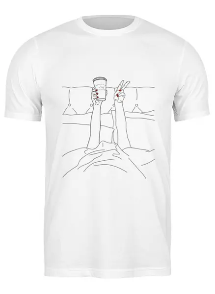 Заказать мужскую футболку в Москве. Футболка классическая Кофе в постель от illunovart  - готовые дизайны и нанесение принтов.