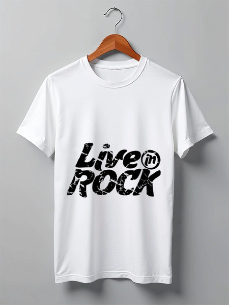 Заказать мужскую футболку в Москве. Футболка классическая LiveInRock от pirll - готовые дизайны и нанесение принтов.