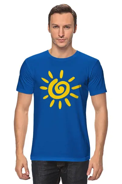 Заказать мужскую футболку в Москве. Футболка классическая Солнце - Sun от trend - готовые дизайны и нанесение принтов.