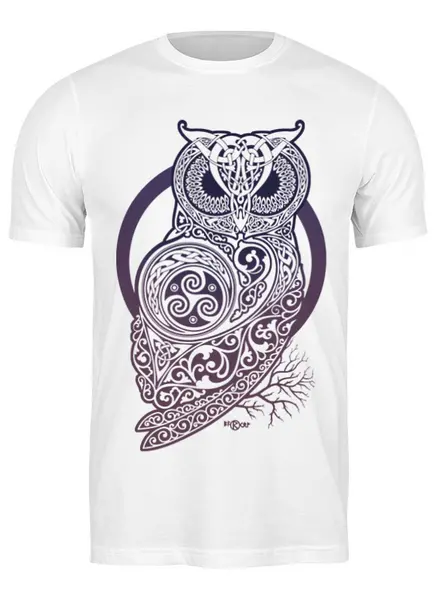 Заказать мужскую футболку в Москве. Футболка классическая CELTIC OWL от RAIDHO  - готовые дизайны и нанесение принтов.
