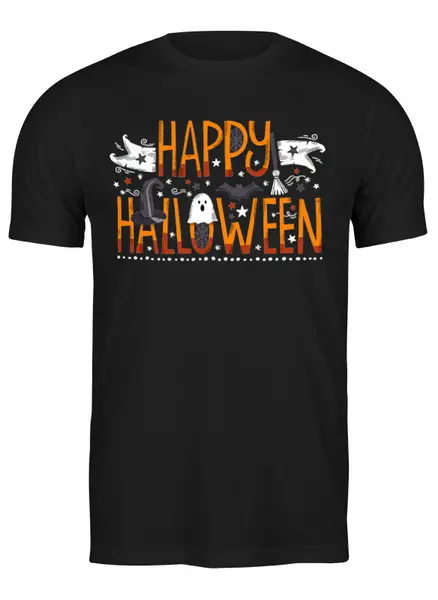 Заказать мужскую футболку в Москве. Футболка классическая Happy Halloween от balden - готовые дизайны и нанесение принтов.