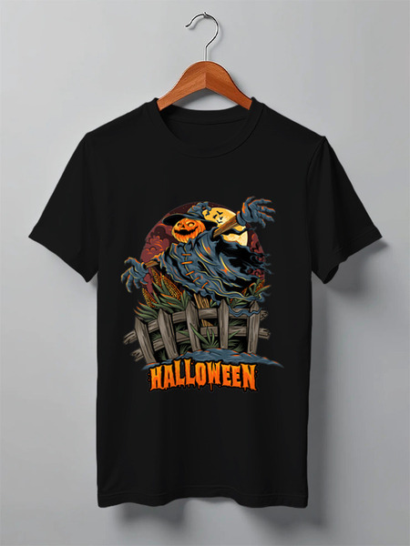 Заказать мужскую футболку в Москве. Футболка классическая Halloween - Чучело в поле от printeriumstore@gmail.com - готовые дизайны и нанесение принтов.