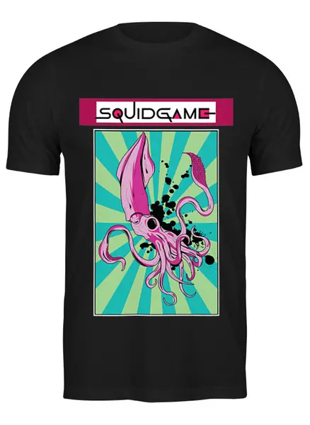 Заказать мужскую футболку в Москве. Футболка классическая Squid Game(Игра в кальмара) от Print design  - готовые дизайны и нанесение принтов.
