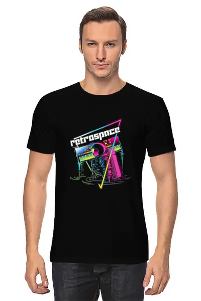 Заказать мужскую футболку в Москве. Футболка классическая Ретрокосмос от T-shirt print  - готовые дизайны и нанесение принтов.