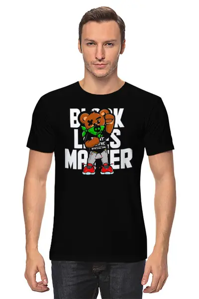 Заказать мужскую футболку в Москве. Футболка классическая ✱ Black Lives Matter Bear ✱ от balden - готовые дизайны и нанесение принтов.