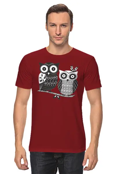 Заказать мужскую футболку в Москве. Футболка классическая Owl Here от oneredfoxstore@gmail.com - готовые дизайны и нанесение принтов.